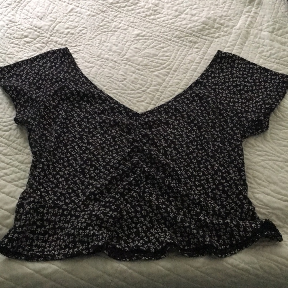 Black floral shirt v neck